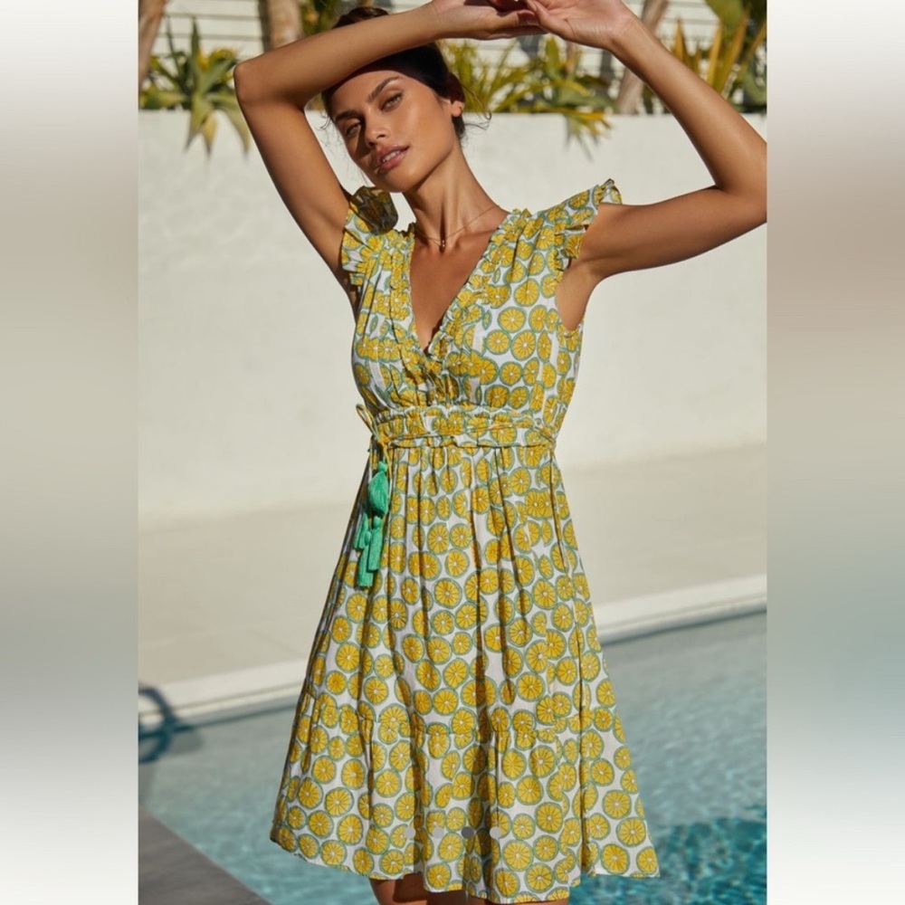 Anthropologie Yellow and Blue Swim Coverup